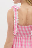 Pink Gingham Shoulder Tie Dress