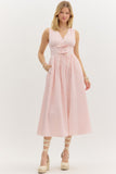 Pink Stripe Midi Bow Dress