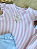 Squiggles by Charlie Pink Stripe Springs & Blooms Short Set