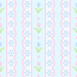 James & Lottie Blue Floral Scallop Knit Play Dress PRESALE