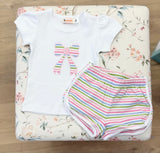 Luigi Kids Candy Stripe Bow Short Set