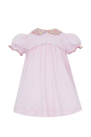 Petit Bebe Knit Pink/Floral Scallop Collar Dress
