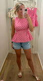 Pink Dot Peplum Top