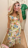 Garden Floral Tie Strap Midi Dress
