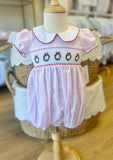 Lulu Bebe Pink Smocked Wreath Bubble