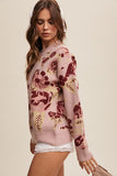 Blush & Maroon Floral Sweater
