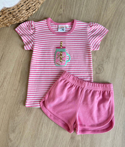 Luigi Kids Bubblegum Stripe Watermelon Refresher Athletic Short Set