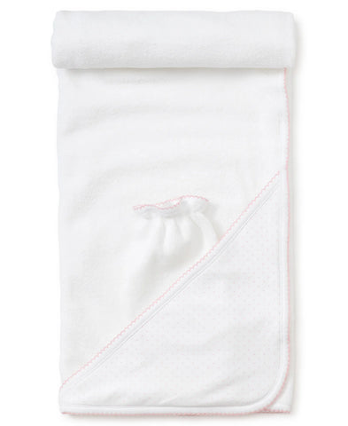 Kissy Kissy White/Pink Dot Towel & Mitt