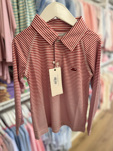 SouthBound Red & White Stripe Polo