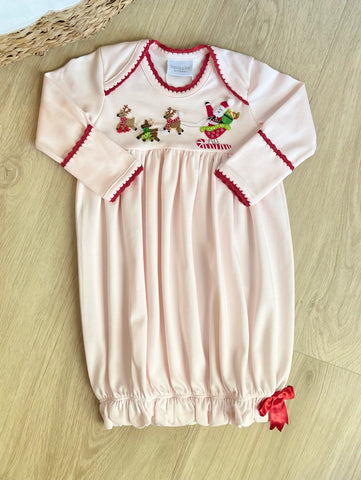 Squiggles by Charlie Pale Pink Santa & Sleigh Gown