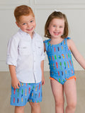 Ruffle Butts Gone Fishing Swim Trunks