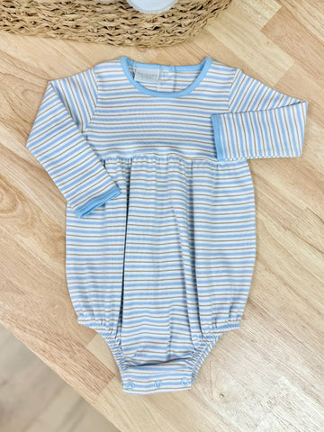 Squiggles by Charlie Blue/Tan Stripe Long Sleeve Bubble