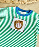 Luigi Kids Green/Dark Chambray Baseball Tee