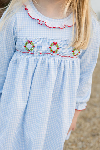 James & Lottie Knit Smocked Wreath Dress