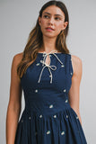 Navy Ditsy Floral Midi Dress