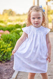 Little English Blue Bow Bouquet Smocked Bishop Dress