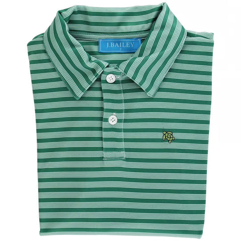J. Bailey Evergreen Stripe Long Sleeve Performance Polo