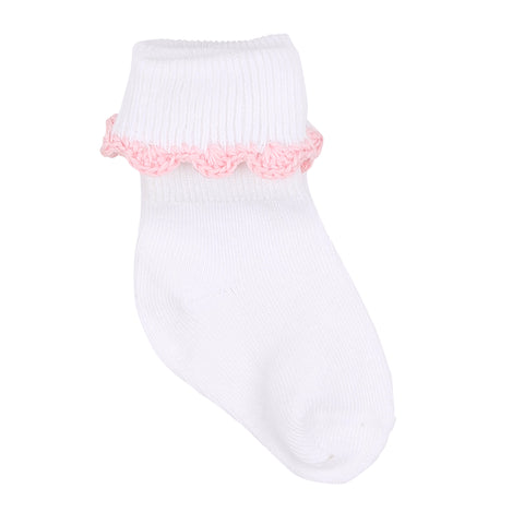 Magnolia Baby Baby Joy Crochet Trim Socks- Pink