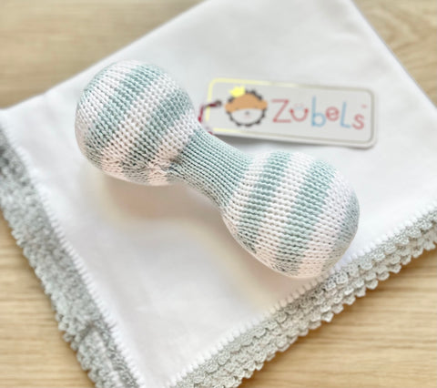Zubels Dumbbell Knit Rattle in Blue