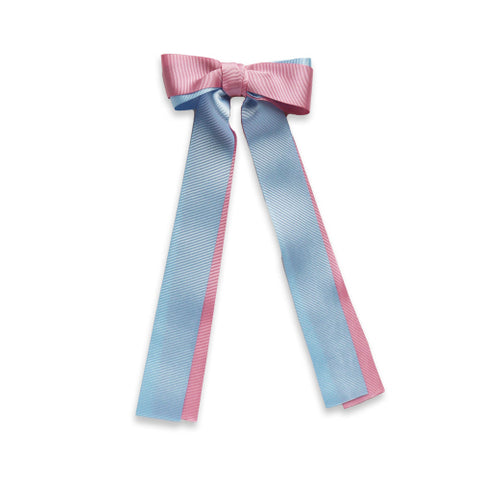 Eva's House Double Pastel Long Tail Bow- Pink/Blue