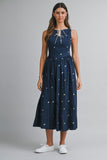 Navy Ditsy Floral Midi Dress