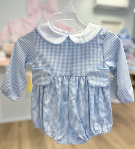 Anvy Kids Blue Check Collar Tab Bubble