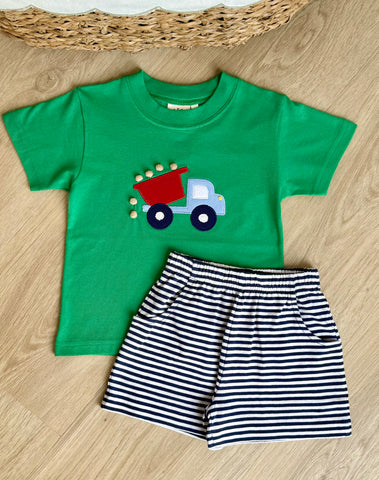 Luigi Kids Green Dump Truck Short Set