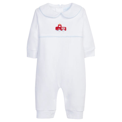 Little English Fire Truck Crochet Playsuit