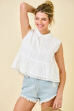 Ivory Swiss Dot Collared Top