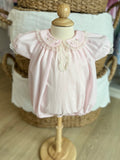 Baby Sen Light Pink Lace Embroidered Bubble