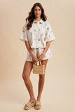 Floral Embroidered Check Short Set