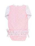 Ruffle Butts Pink Dot Rash Guard One Piece