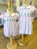 Lulu Bebe Pink Smocked Wreath Dress