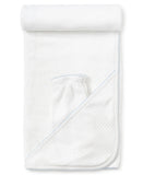 Kissy Kissy White/Blue Dot Towel & Mitt