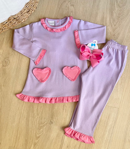 Squiggles by Charlie Lavender & Bubblegum Heart Pocket Pant Set