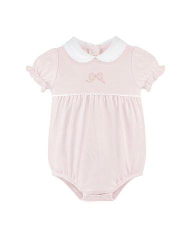 Baby Club Chic Pale Pink Embroidered Bow Bubble