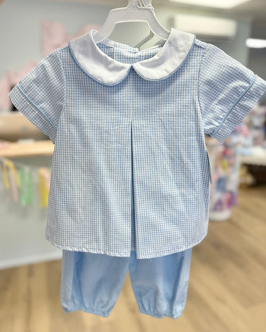 Anvy Kids Blue Check Bloomer Pant Set