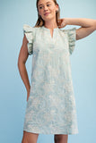 Light Blue Embroidered Dress
