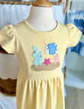 Luigi Kids Light Yellow Tropical Fish Dress