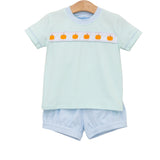 Trotter Street Pumpkin Ribbon Banded Short Set