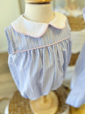 Anvy Kids Pink & Blue Stripe Scallop Collar Bubble