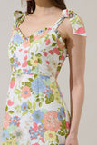 Garden Floral Tie Strap Midi Dress
