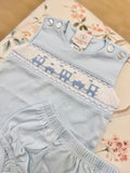 Lullaby Set Pima Train Smocked Diaper Set