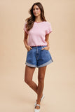 Pink Scallop Edge Pointelle Top