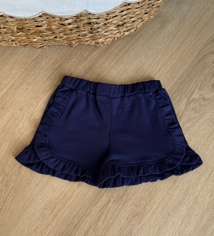 Luigi Kids Navy Side Ruffle Shorts