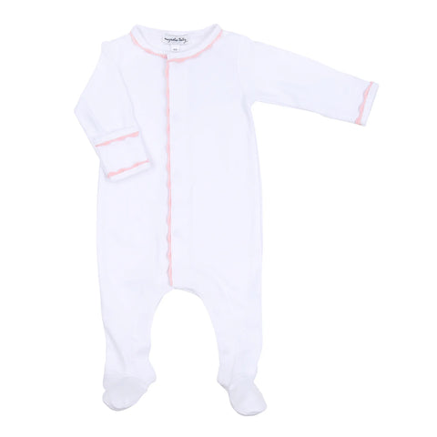 Magnolia Baby Baby Joy Crochet Trim Footie- Pink