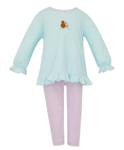 Petit Bebe Knit Crochet Turkey Legging Set
