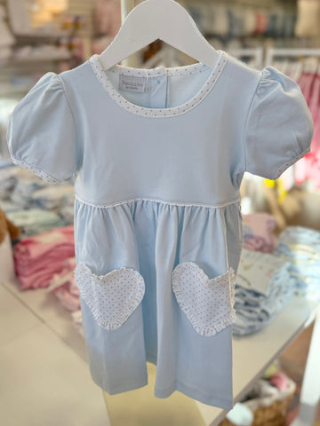 Squiggles by Charlie Pale Blue/Blue Dot Popover Dress