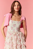 Floral Organza Bow Shoulder Maxi Dress