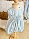 Baby Sen Light Blue Sleeveless Smocked Bubble